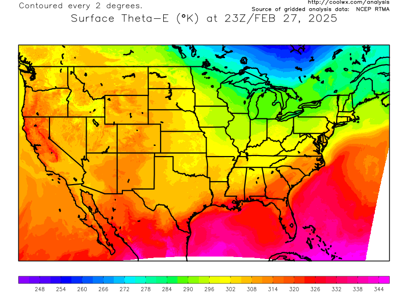 Current Northeast US Surface ThetaE Chart